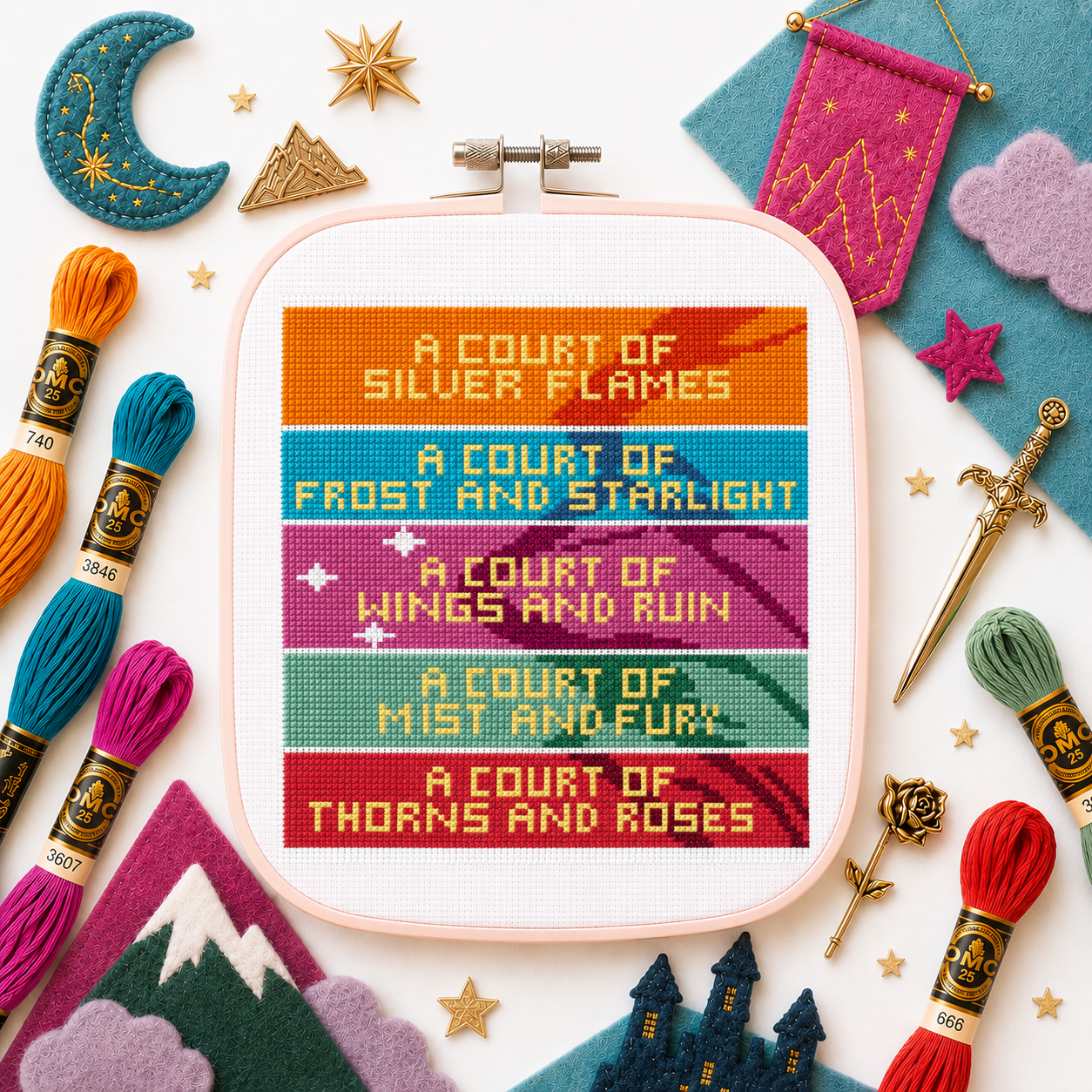 ACOTAR Book Spines Cross Stitch Kit